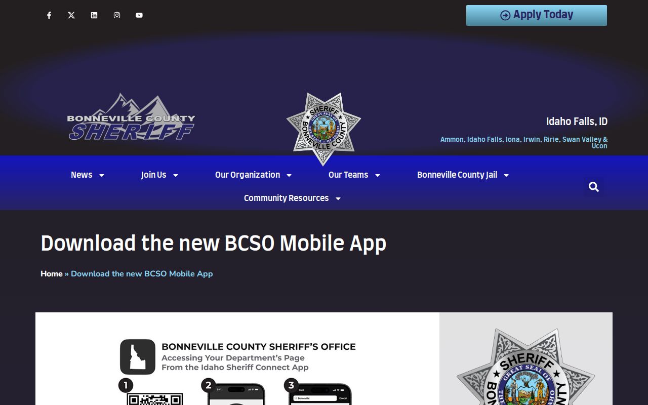Idaho sheriff mobile app announcement page used as a Benewah same-day arrest information alternative