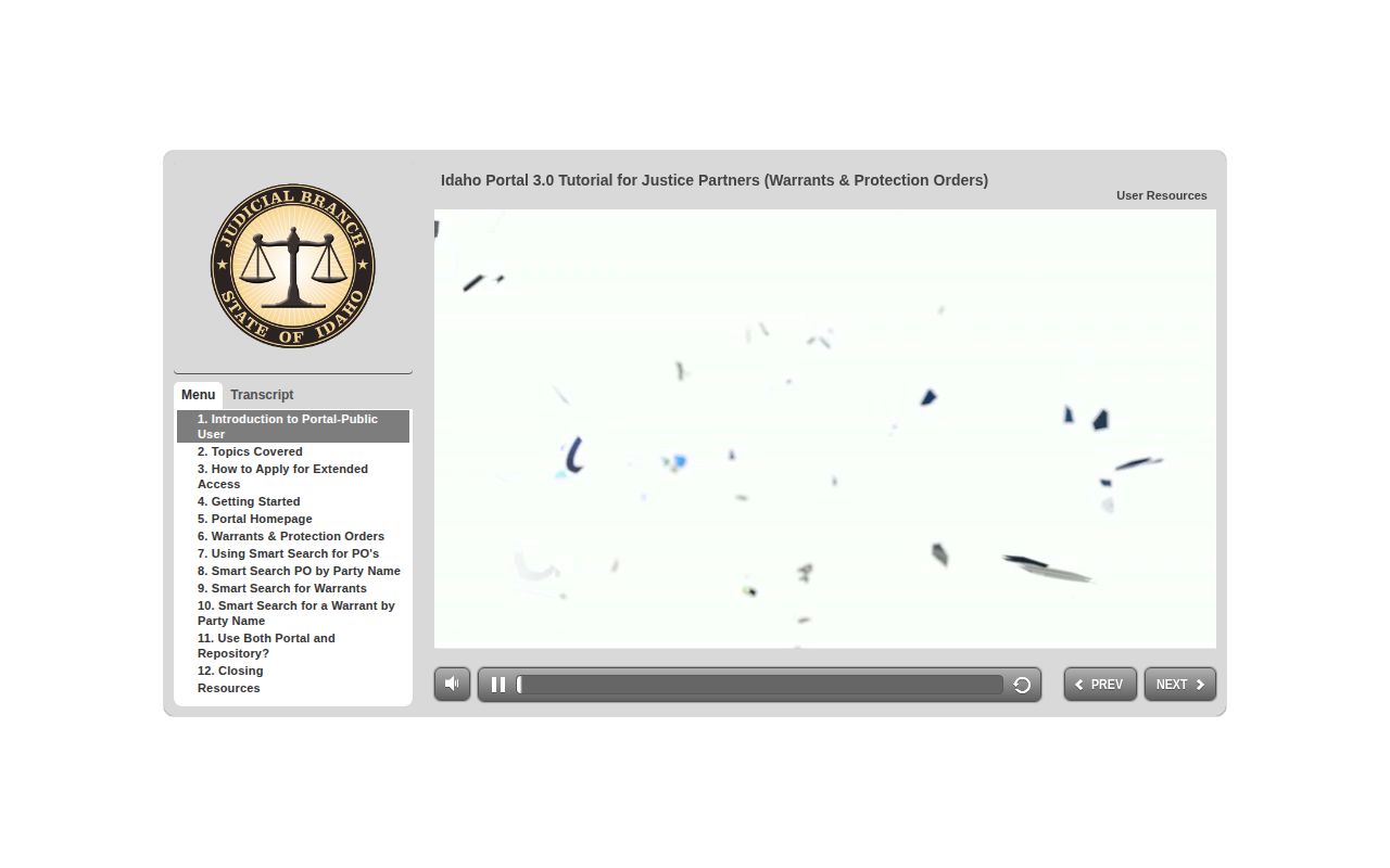 Idaho iCourt tutorial explaining public warrant information