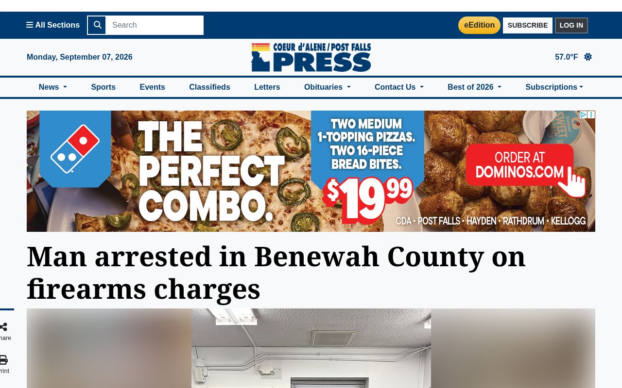 Regional news report concerning an arrest in Benewah County